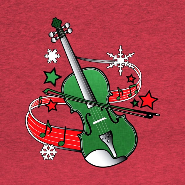 Christmas Violin with Notes and Stars by PenguinCornerStore